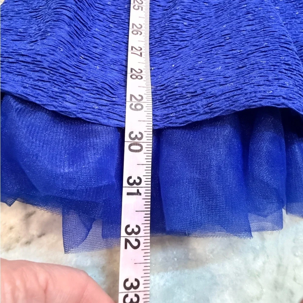 Knit Works Girls Dress Size 14.5 Royal Blue Textured Fit Flare Party Dress
